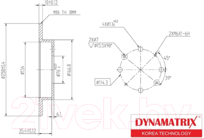 Тормозной диск Dynamatrix-Korea DBD1541