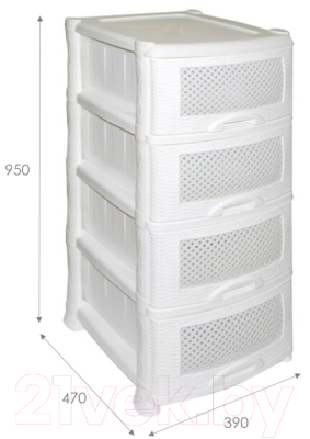 Изображение товара Комод пластиковый Violet Плетенка / ВП-035406 (белый)