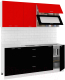 Готовая кухня Кортекс-мебель Корнелия Мара 1.8 без столешницы (красный/черный) - 