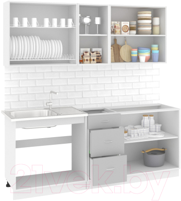 Готовая кухня Кортекс-мебель Корнелия Мара 2.0 без столешницы (салатовый/серый)