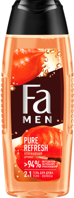 

Гель для душа Fa, Men Pure Refresh 2в1 тело-волосы освежающий аромат гуараны