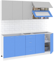 Кухонный гарнитур Кортекс-мебель Корнелия Мара 2.0 без столешницы (серый/синий) - 