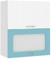 Шкаф навесной для кухни Кортекс-мебель Корнелия Мара ВШ60-2г1ст (белый/голубой) - 
