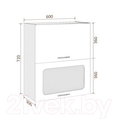 Шкаф навесной для кухни Кортекс-мебель Корнелия Мара ВШ60-2г1ст (красный/черный)