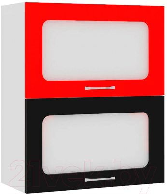 Шкаф навесной для кухни Кортекс-мебель Корнелия Мара ВШ60-2г2ст (красный/черный)