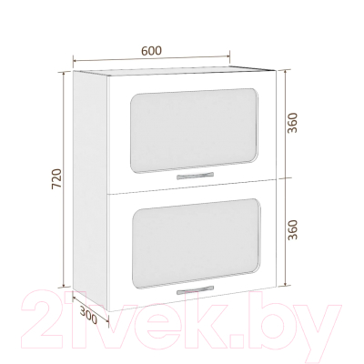 Шкаф навесной для кухни Кортекс-мебель Корнелия Мара ВШ60-2г2ст (серый)