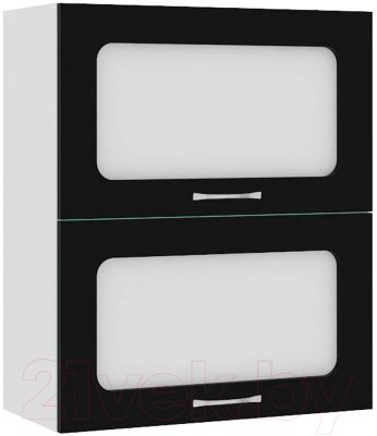 Шкаф навесной для кухни Кортекс-мебель Корнелия Мара ВШ60-2г2ст (черный)