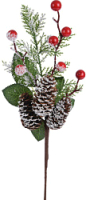 

Ветка новогодняя GreenDeco, С имитацией снега, с ягодами и шишками CAA223010