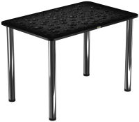 Обеденный стол Васанти Плюс ПРФ 120x80 (черный/хром/капли черные) - 