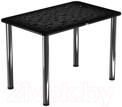 Обеденный стол Васанти Плюс ПРФ 120x80 (черный/хром/капли черные)