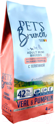 Сухой корм для собак Pet's Brunch Adult Mini Breeds с телятиной (4кг)