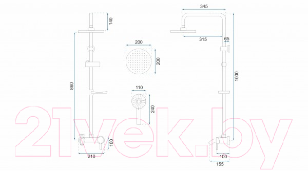 Душевая система REA P7005