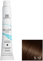 Крем-краска для волос TNL Million Gloss тон 5.12 (100мл, светлый коричневый пепельный перламутровый) - 