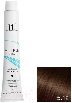Крем-краска для волос TNL Million Gloss тон 5.12 (100мл, светлый коричневый пепельный перламутровый)