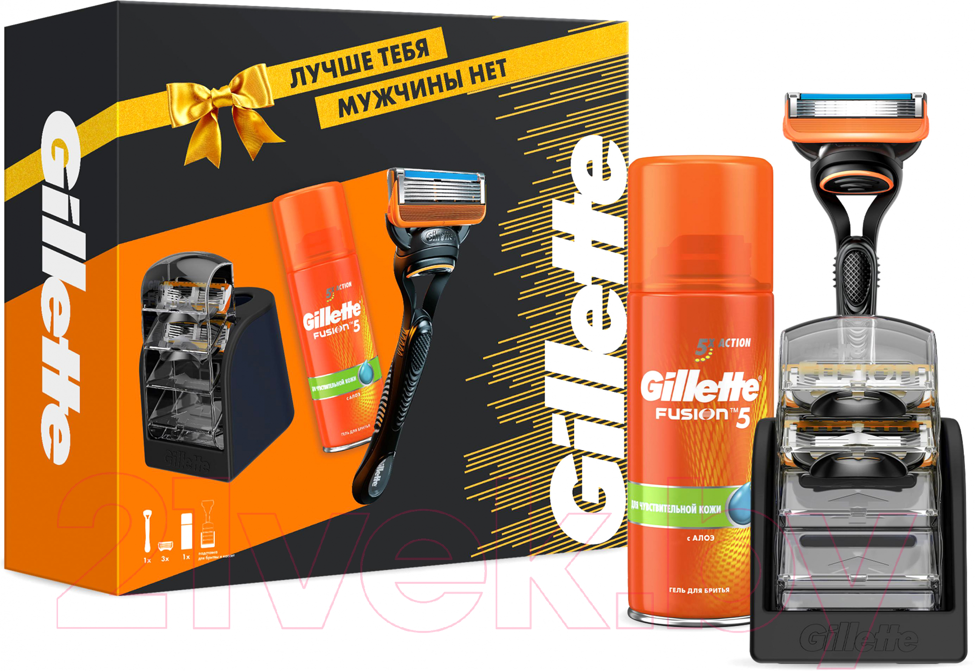 Набор косметики для бритья Gillette Fusion бритва+1 смен касс+Гель д/бритья Fusion Sensitive 75мл