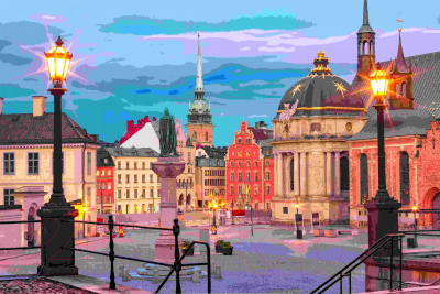 

Картина по номерам РЫЖИЙ КОТ, Вечерняя площадь / Х-9130