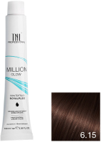 Крем-краска для волос TNL Million Gloss тон 6.15 (100мл, темный блонд пепельный махагоновый) - 