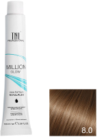 Крем-краска для волос TNL Million Gloss тон 8.0 (100мл, светлый блонд) - 