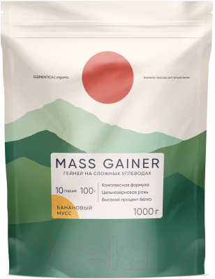 Гейнер Elementica Organic Mass Gainer / EMG003 (1000гр, банановый мусс)