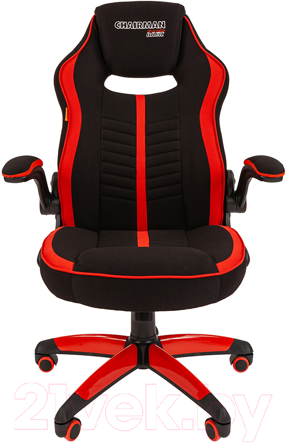 Кресло геймерское Chairman Game 19 новый подлокотник (ткань черный/красный)