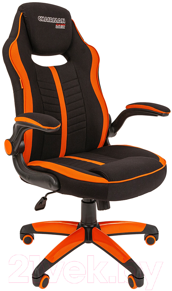 Кресло геймерское Chairman Game 19 новый подлокотник (ткань черный/оранжевый)
