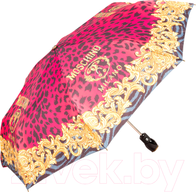 Зонт складной Moschino 8009-OCJ Logo animalier Fuxia