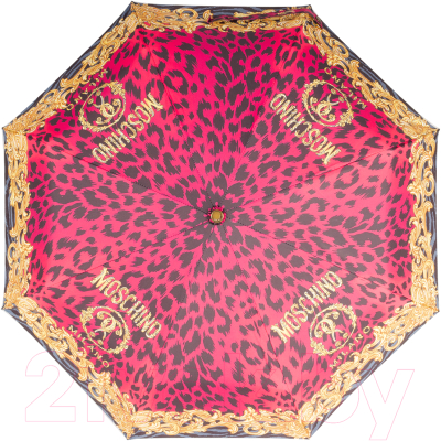 Зонт складной Moschino 8009-OCJ Logo animalier Fuxia
