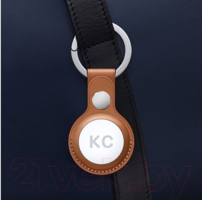 Чехол для беспроводной метки-трекера Apple AirTag Leather Key Ring Saddle Brown / MX4M2