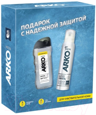 Набор косметики для тела Arko Crystal Гель для душа 260мл+Дезодорант 150мл