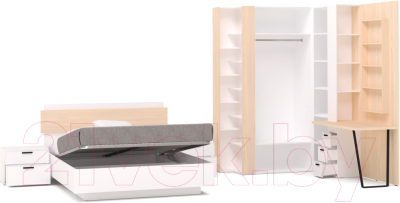 Комплект мебели для спальни Шатура Rimini белый/туя DR Композиция №09 / 488084