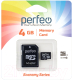 Карта памяти Perfeo MicroSDHC 4GB (Class 10) + адаптер / PF4GMCSH10AES - 
