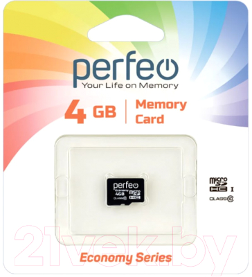 Карта памяти Perfeo MicroSDHC 4GB (Class 10) / PF4GMCSH10ES