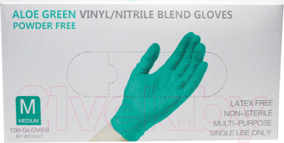 Перчатки одноразовые Wally Plastic (M, 100шт, зеленое алоэ)