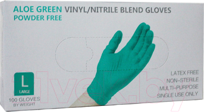 Перчатки одноразовые Wally Plastic (L, 100шт, зеленое алоэ)