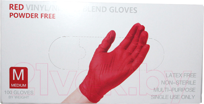 Перчатки одноразовые Wally Plastic (M, 100шт, красный)