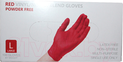 Перчатки одноразовые Wally Plastic (L, 100шт, красный)