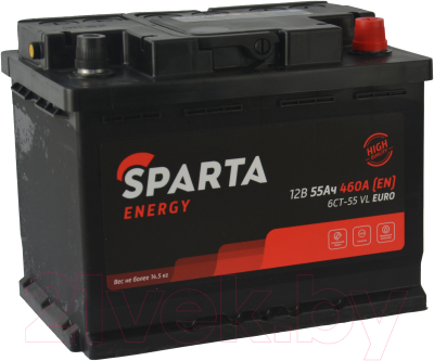 Автомобильный аккумулятор SPARTA Energy 6СТ-55 Евро 460A (55 А/ч)