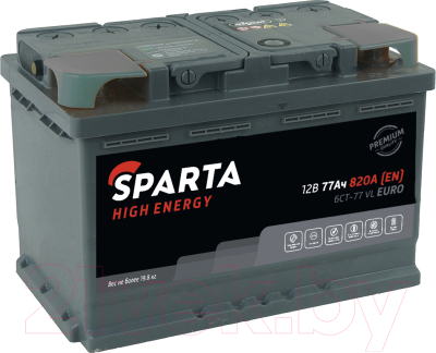Автомобильный аккумулятор SPARTA High Energy 6СТ-77 Евро 820A (77 А/ч)