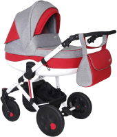 Детская универсальная коляска Siger Marco 2 в 1 / KLS0021 (светло-серый/светло-красный) - 