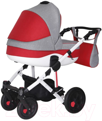 Детская универсальная коляска Siger Marco 2 в 1 / KLS0021 (светло-серый/светло-красный)