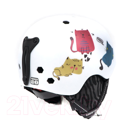Шлем горнолыжный Luckyboo Future / 50170 (S, белый/котята)