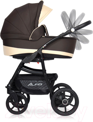Детская универсальная коляска Riko Basic Alfa Ecco 2 в 1 (08/коричневый/бежевый)