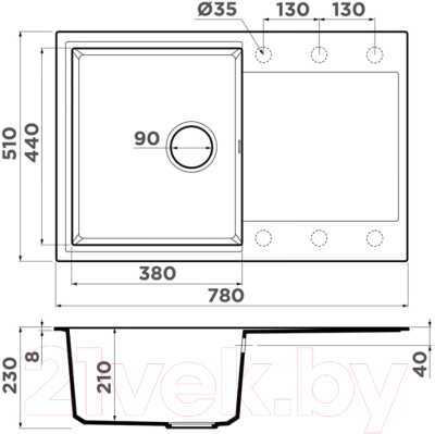 Мойка кухонная Omoikiri Daisen 78T-EV (4993524)