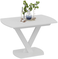 Обеденный стол ТриЯ Салерно Тип 1 (белый муар/стекло матовое белое) - 