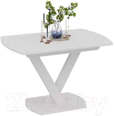 Обеденный стол ТриЯ Салерно Тип 1 (белый муар/стекло матовое белое)