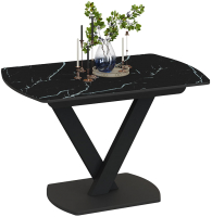 Обеденный стол ТриЯ Салерно Тип 1 (черный муар/стекло черный мрамор) - 