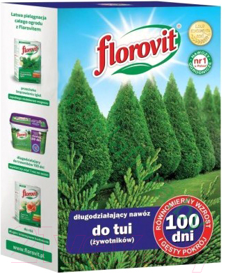 Удобрение Florovit Длительного действия для туй 100 дней (1кг, коробка)
