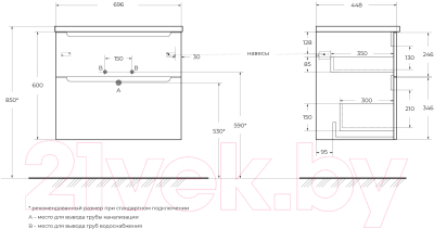 Тумба под умывальник BelBagno ETNA-H60-700-2C-SO-RW-P