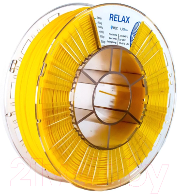 Пластик для 3D-печати REC Relax (PET-G) 1.75 мм 750г / 33008 (желтый)