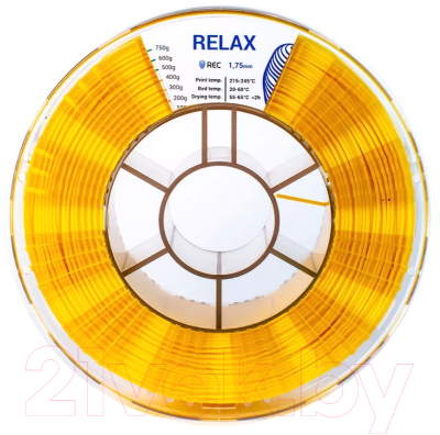 Пластик для 3D-печати REC Relax (PET-G) 1.75 мм 750г / 33008 (желтый)